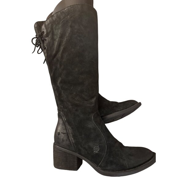 Born Womens Felicia Black Leather Knee-High Boots Wide Calf Size 7M - Picture 4 of 13